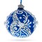Snow Swirls on Blue Glass Ball Christmas Ornament 3.25 Inches